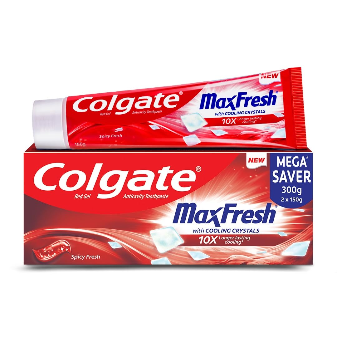 Colgate Toothpaste Maxfresh Spicy Fresh- 150gm X 2n = 300gm(Red Gel)